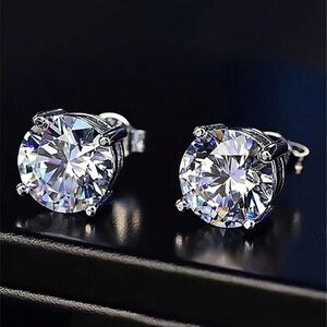 0.1ct Full Diamond Shape 6.5mm S925 Sterling Silver moissanite diamond stud Earr